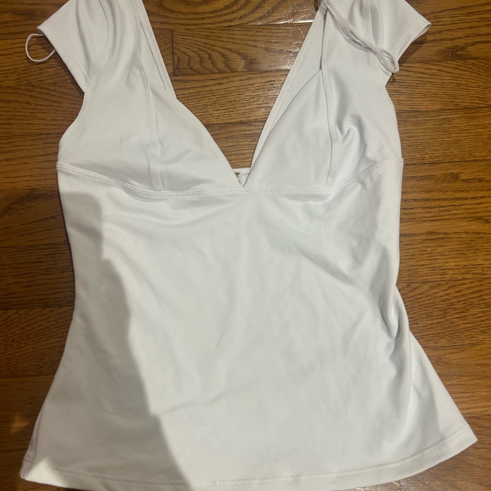 Free People White Short Sleeve Top